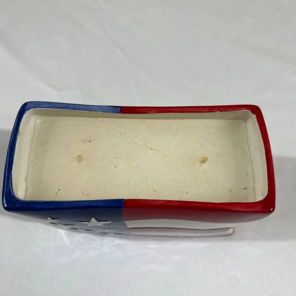 American Flag Ceramic 2-Wick Candle Patriotic Red White Blue 5